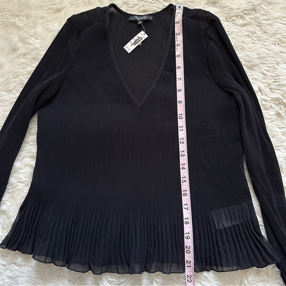 Madewell Blouse Pleated Flare-Sleeve Top Semisheer Black XXS NWT New - Picture 13 of 14